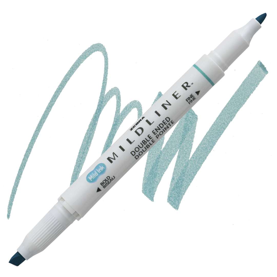 Open in modal - Zebra Mildliner Double Ended Creative Marker - Smoke Blue marker and swatch