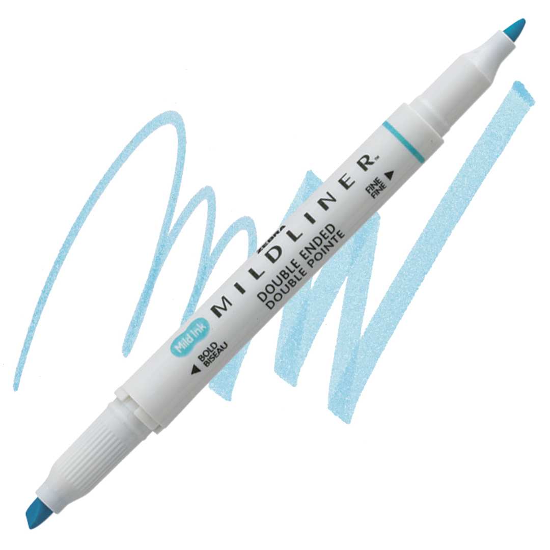 Open in modal - Zebra Mildliner Double Ended Creative Marker - Blue marker and swatch