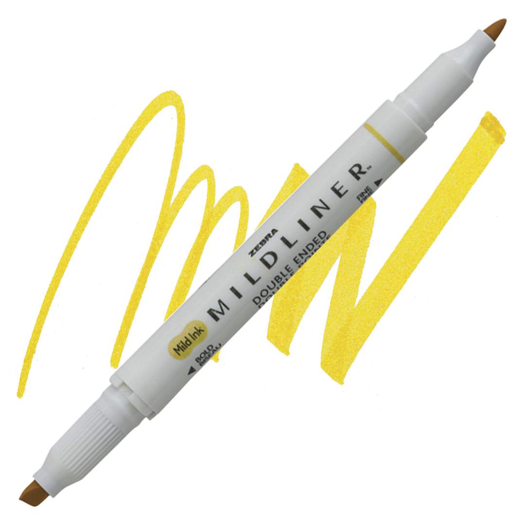 Open in modal - Zebra Mildliner Double Ended Creative Marker - Gold marker and swatch