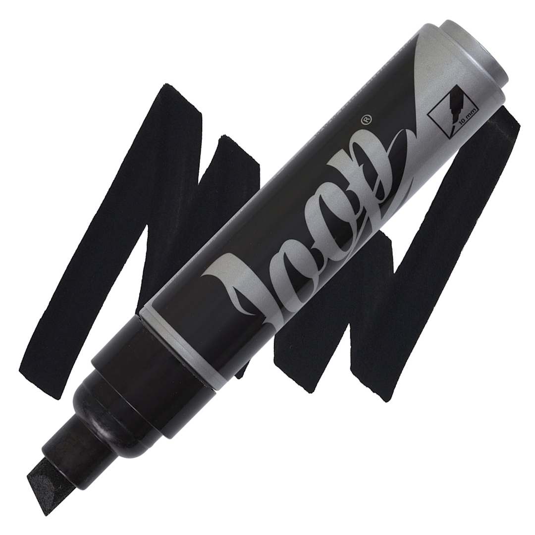 Open in modal - Loop Water-Based Acrylic Marker - Black, 10 mm marker and swatch