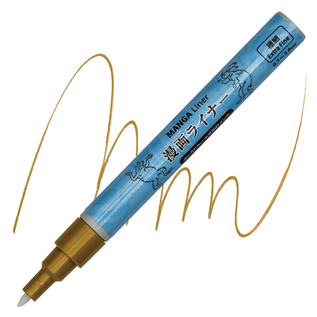 Open in modal - Aitoh Manga Liner Pen - Gold pen and swatch