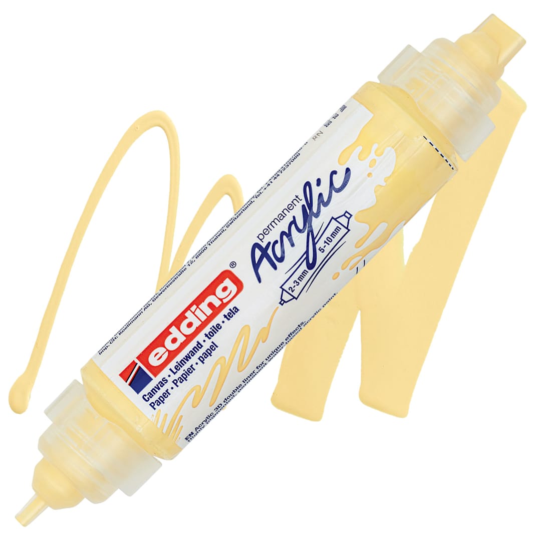 Open in modal - Edding 5400 Acrylic Double Ended Paint Marker - Pastel Yellow 915 marker and swatch