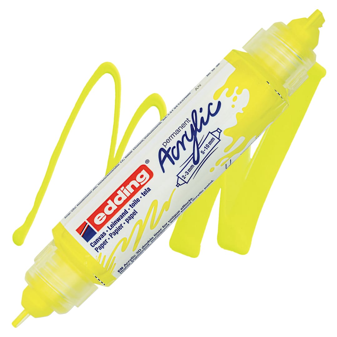 Open in modal - Edding 5400 Acrylic Double Ended Paint Marker - Neon Yellow 065 marker and swatch