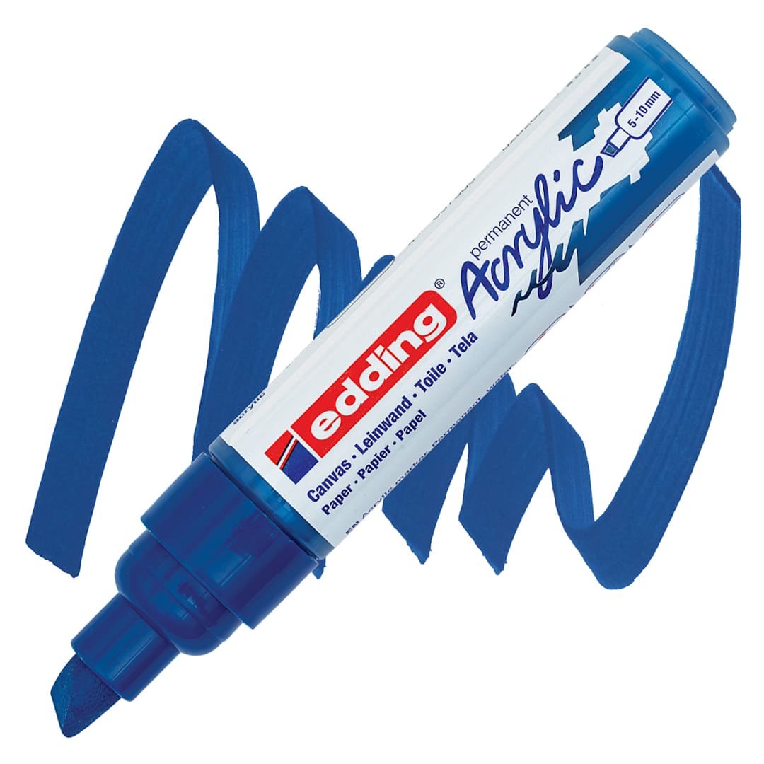 Open in modal - Edding Acrylic Paint Marker - Gentian Blue 903, Broad marker and swatch