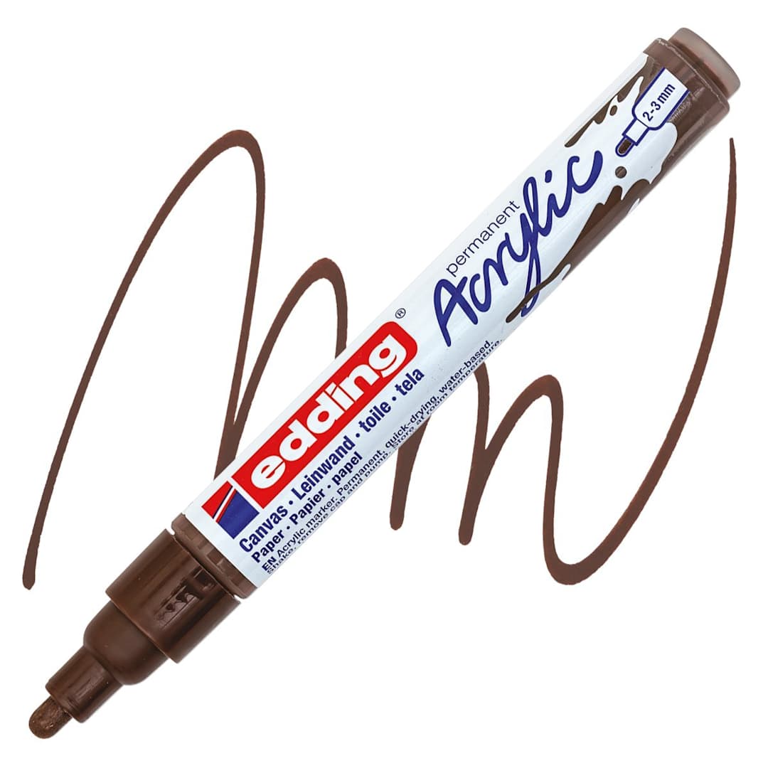 Open in modal - Edding Acrylic Paint Marker - Chocolate Brown 907, Medium marker and swatch