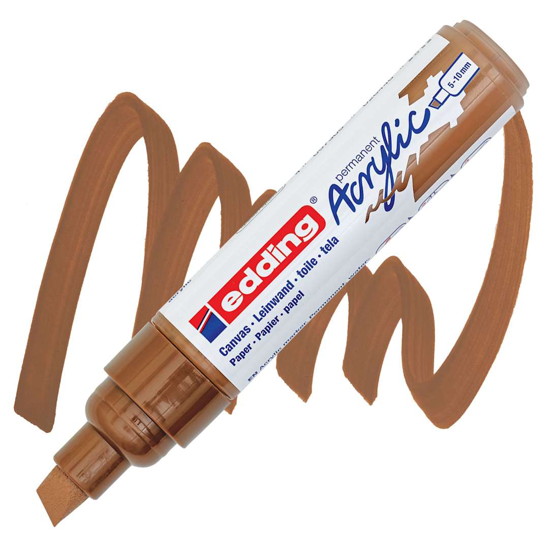 Open in modal - Edding Acrylic Paint Marker - Hazel 919, Broad marker and swatch