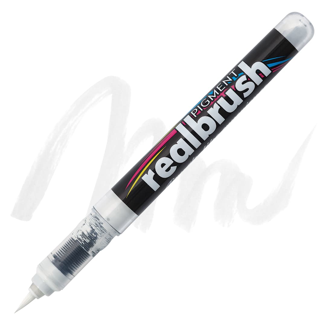 Open in modal - Karin Realbrush Pigment Marker - White, swatch and marker