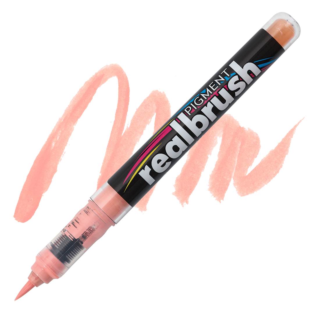 Open in modal - Karin Realbrush Pigment Marker - Soft Peach 1, swatch and marker