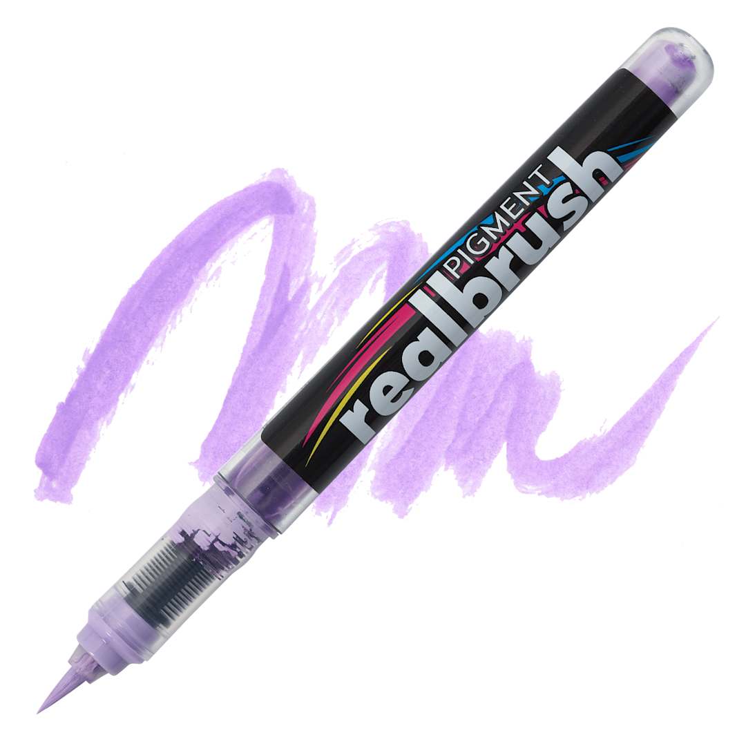 Open in modal - Karin Realbrush Pigment Marker - Pastel Violet, swatch and marker