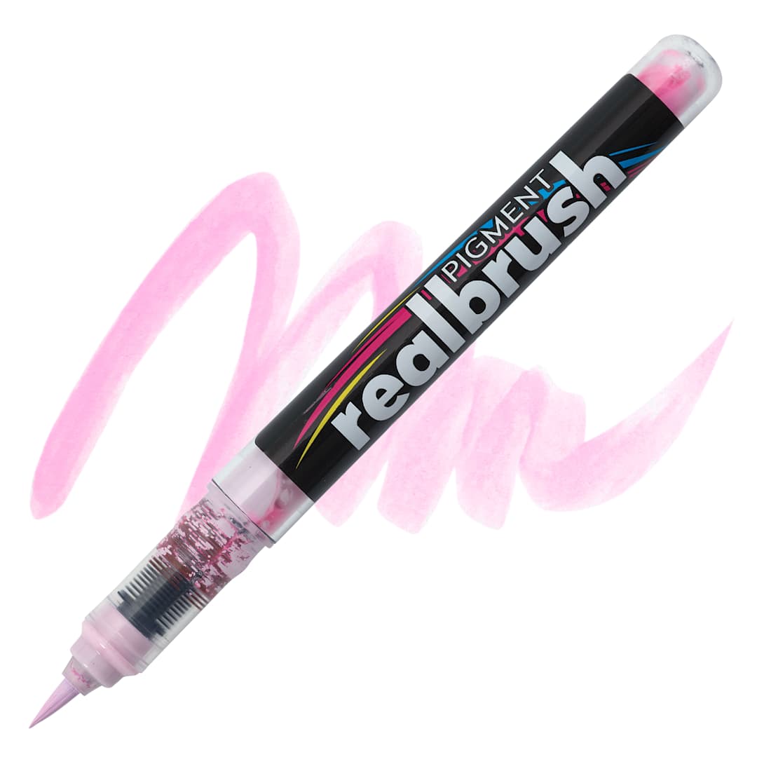Open in modal - Karin Realbrush Pigment Marker - Pastel Lilac Red, swatch and marker