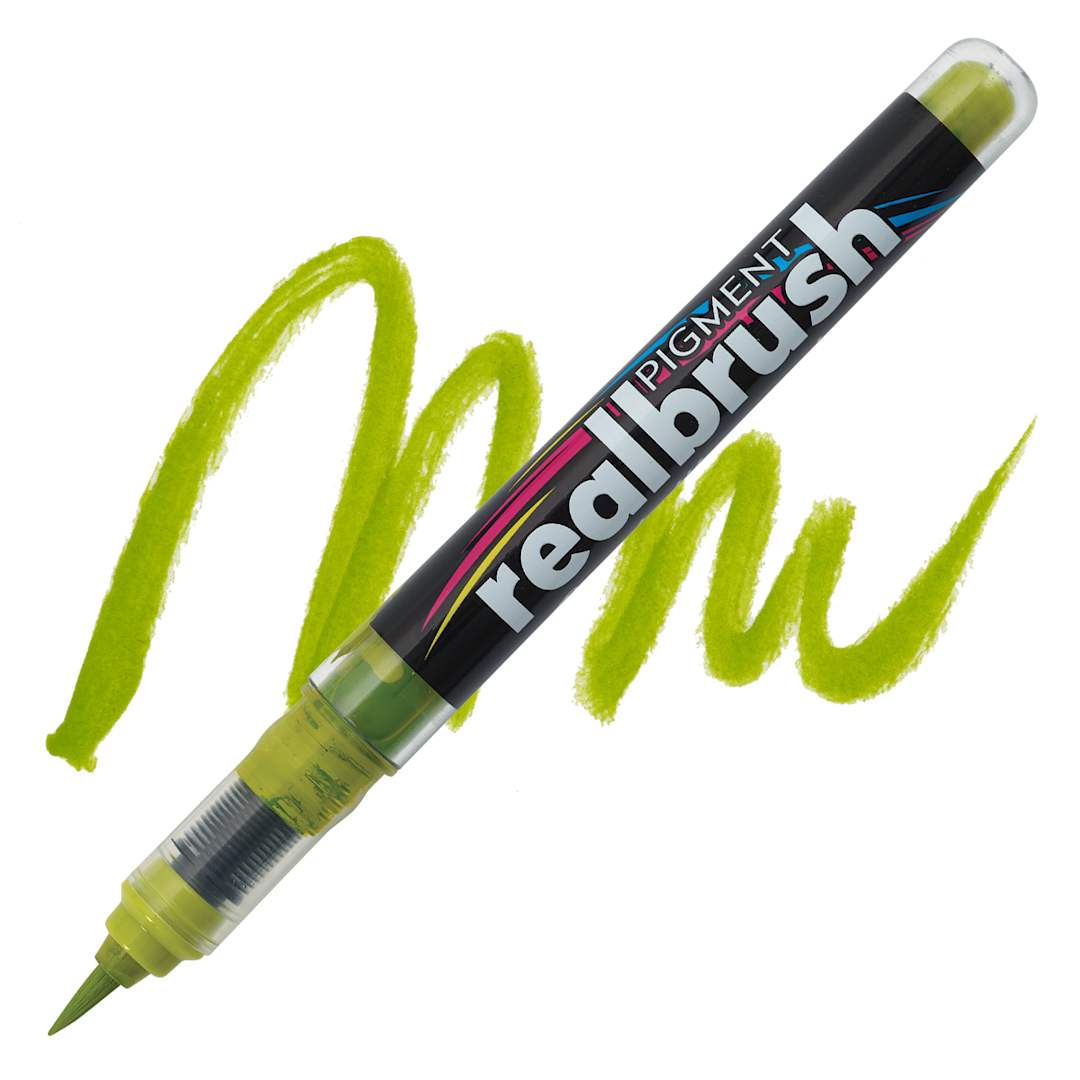 Open in modal - Karin Realbrush Pigment Marker - Lime Green, swatch and marker