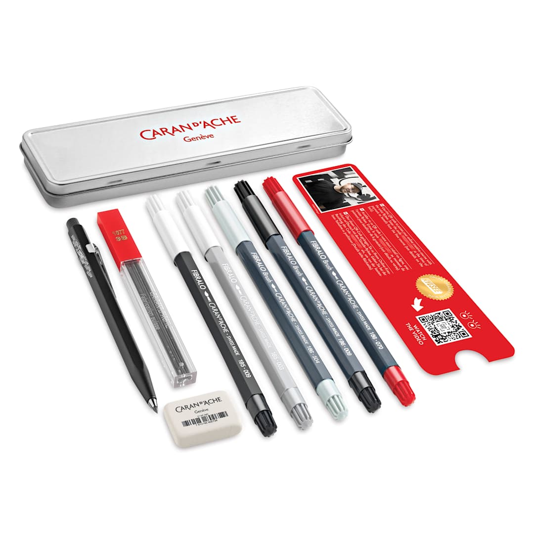 Open in modal - Caran d'Ache Rylsee Creative Nomad Sketching Set, contents laid out