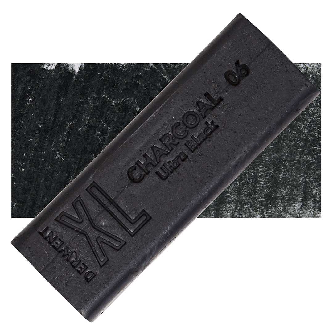 Open in modal - Derwent Charcoal XL Block - Ultra Black, swatch and block