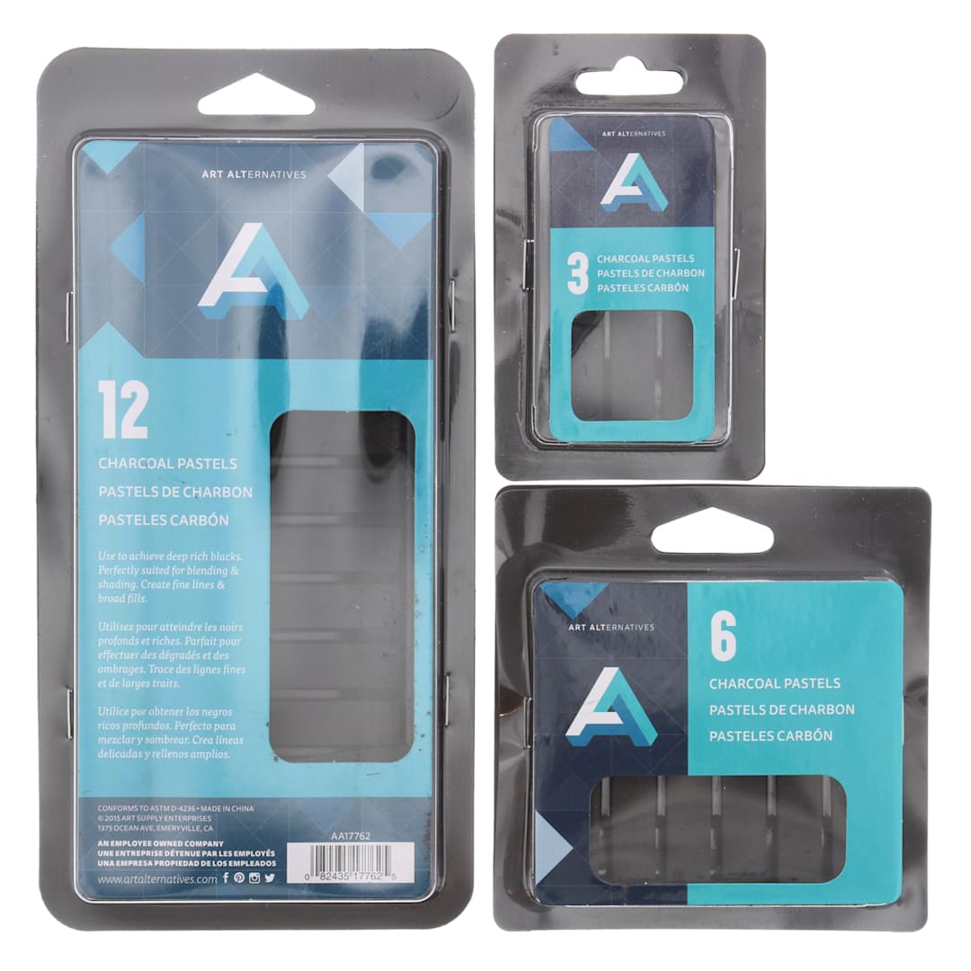 Open in modal - Art Alternatives Compressed Charcoal Pastel Sets available in a variety of quantities