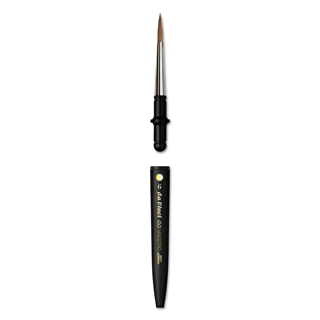 Open in modal - Da Vinci Go Maestro Travel Brush - Round, Size 6, brush removed from handle