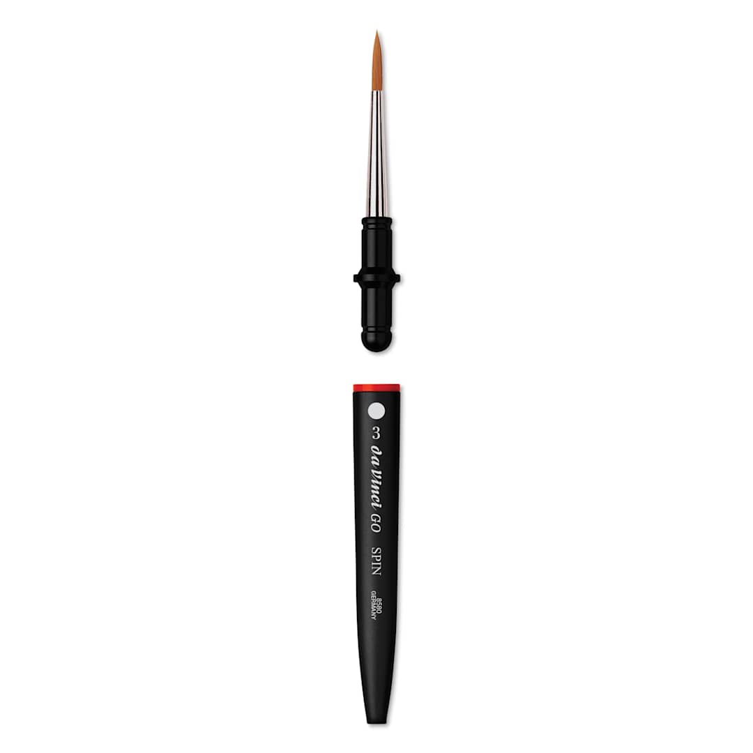 Open in modal - Da Vinci Go Spin Travel Brush - Round, Size 3, brush removed from handle