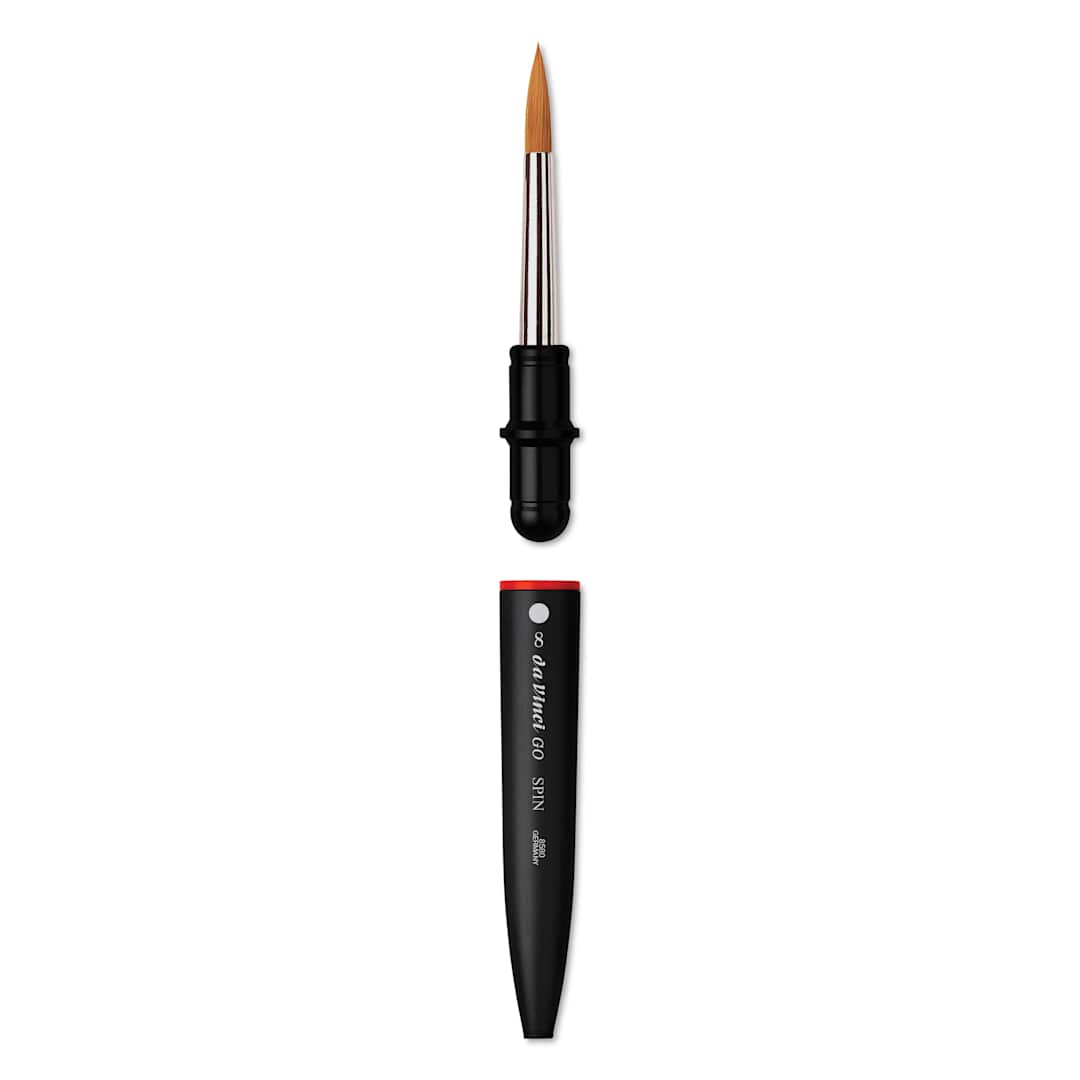 Open in modal - Da Vinci Go Spin Travel Brush - Round, Size 8, brush removed from handle
