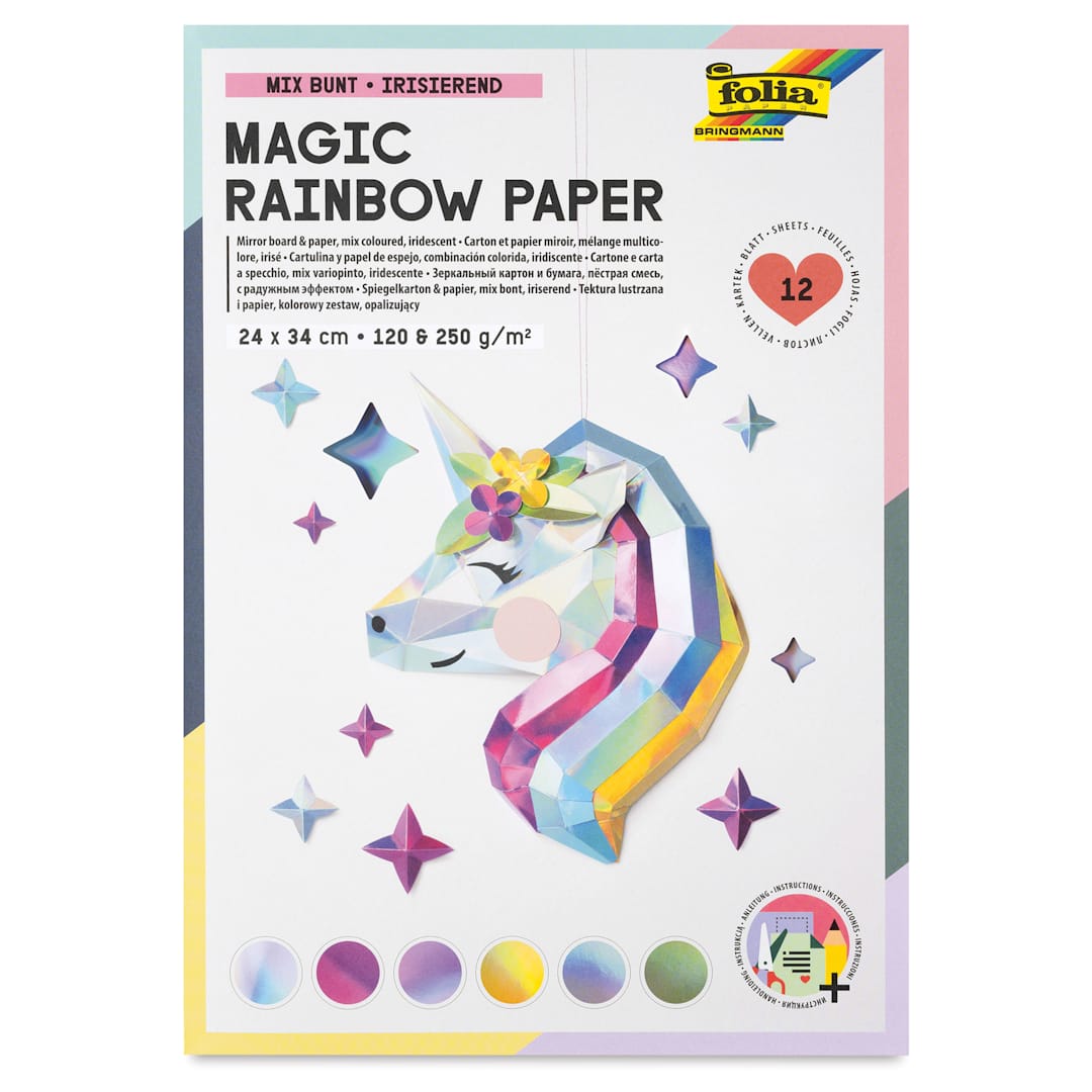 Open in modal - Folia Decorative Paper Pad - 9.4" x 13.4", Magic Rainbow, 12 Sheets