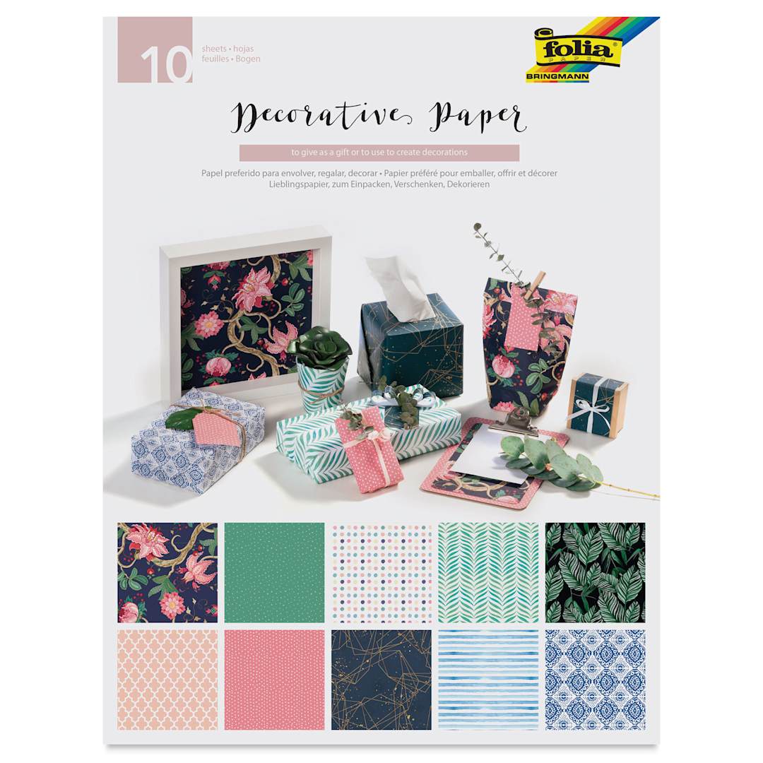 Open in modal - Folia Decorative Paper Pad - 7.6" x 9.9", Assorted, 10 Sheets