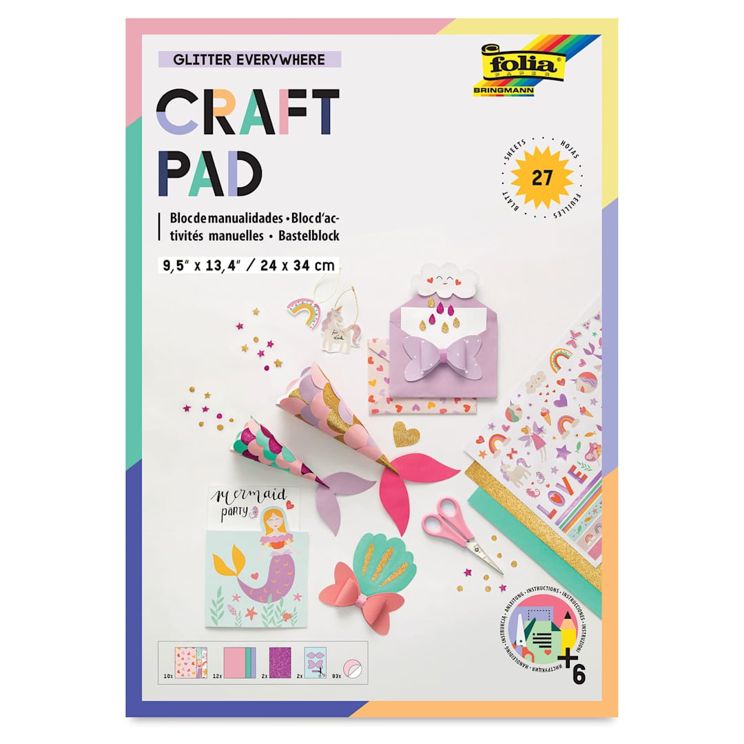 Open in modal - Folia Decorative Paper Pad - 9.5" x 13.4", Sweet Glitter, 27 Sheets