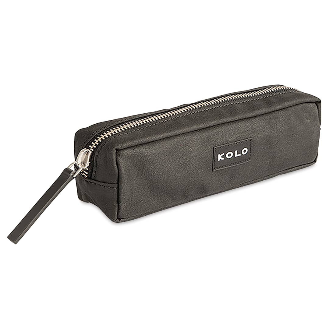 Open in modal - Kolo Parker Zipper Pouch - Black, 2" x 7-1/2" x 2", angled