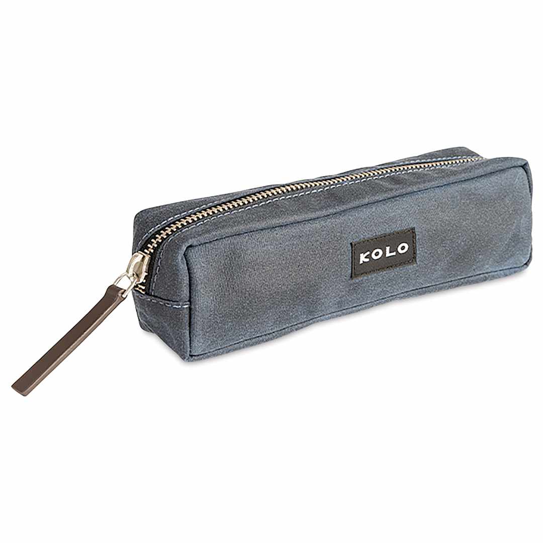 Open in modal - Kolo Parker Zipper Pouch - Navy, 2" x 7-1/2" x 2", angled