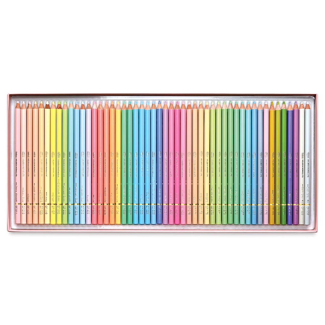 Open in modal - Holbein Artists' Colored Pencils - Pastel Tones, Set of 50, Cardboard Box