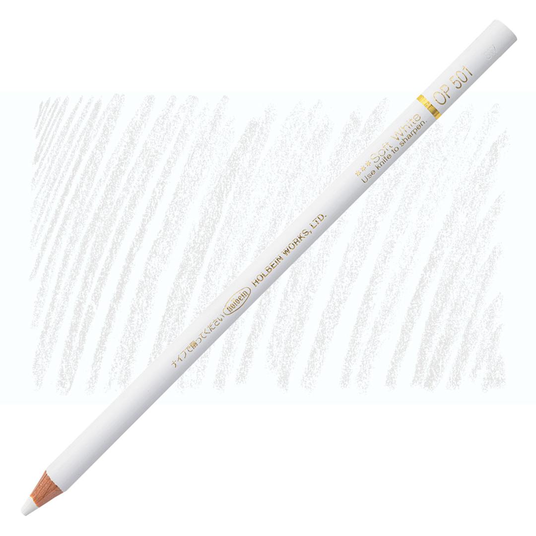 Open in modal - Holbein Artists' Colored Pencil - Soft White, OP501 pencil and swatch