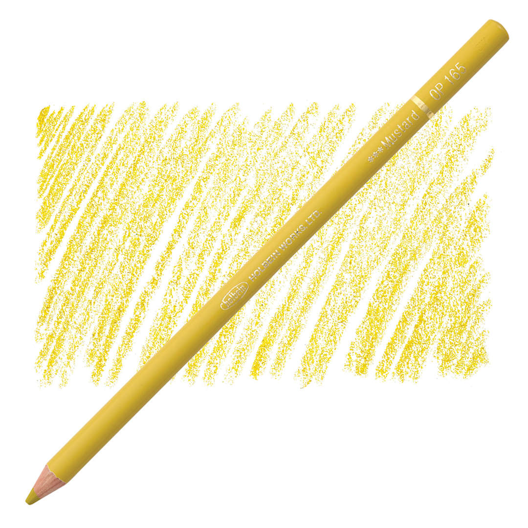 Open in modal - Holbein Artists' Colored Pencil - Mustard, OP165 pencil and swatch