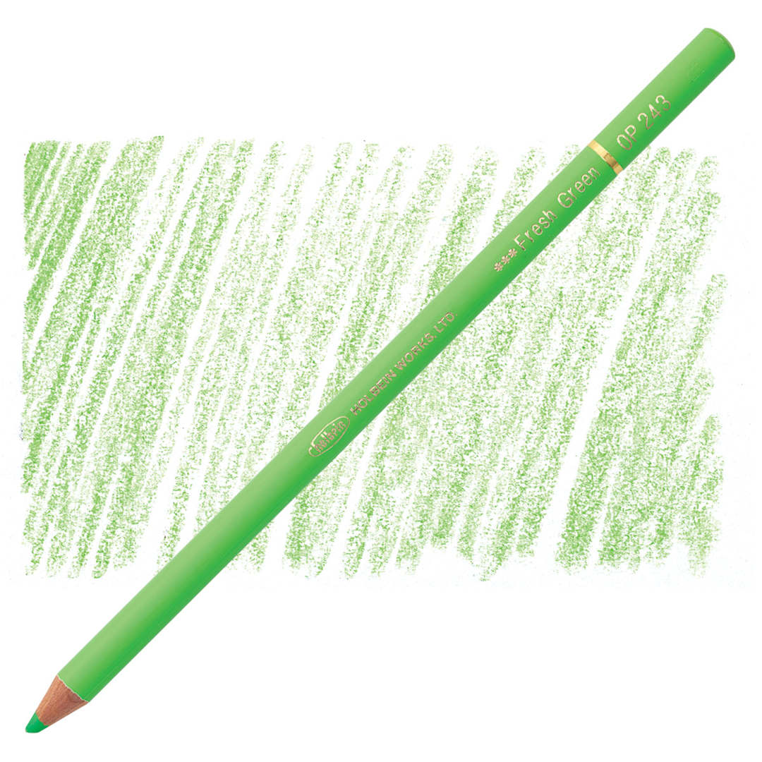 Open in modal - Holbein Artists' Colored Pencil - Fresh Green, OP243 pencil and swatch