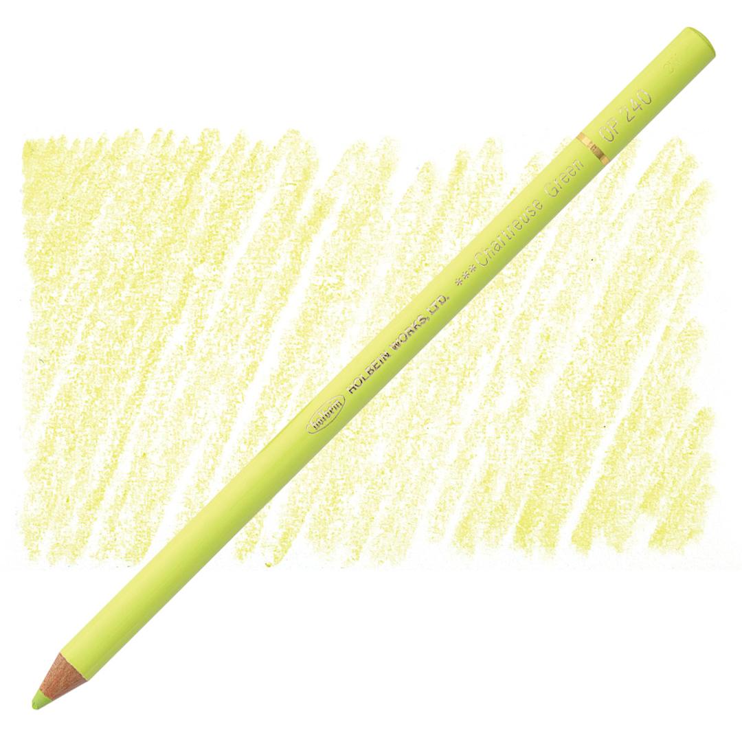 Open in modal - Holbein Artists' Colored Pencil - Chartreuse Green, OP240 pencil and swatch