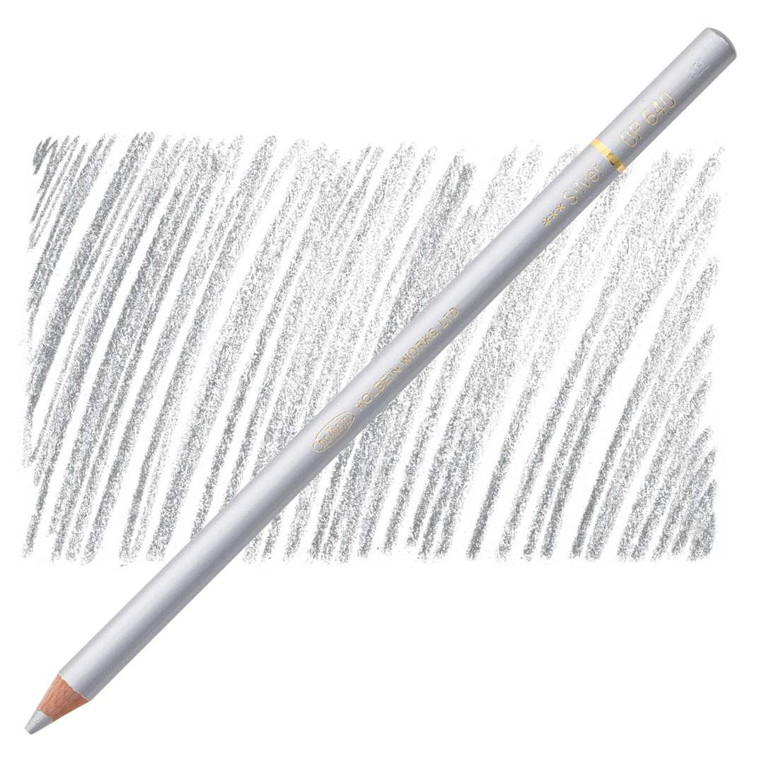 Open in modal - Holbein Artists' Colored Pencil - Silver, OP640 pencil and swatch