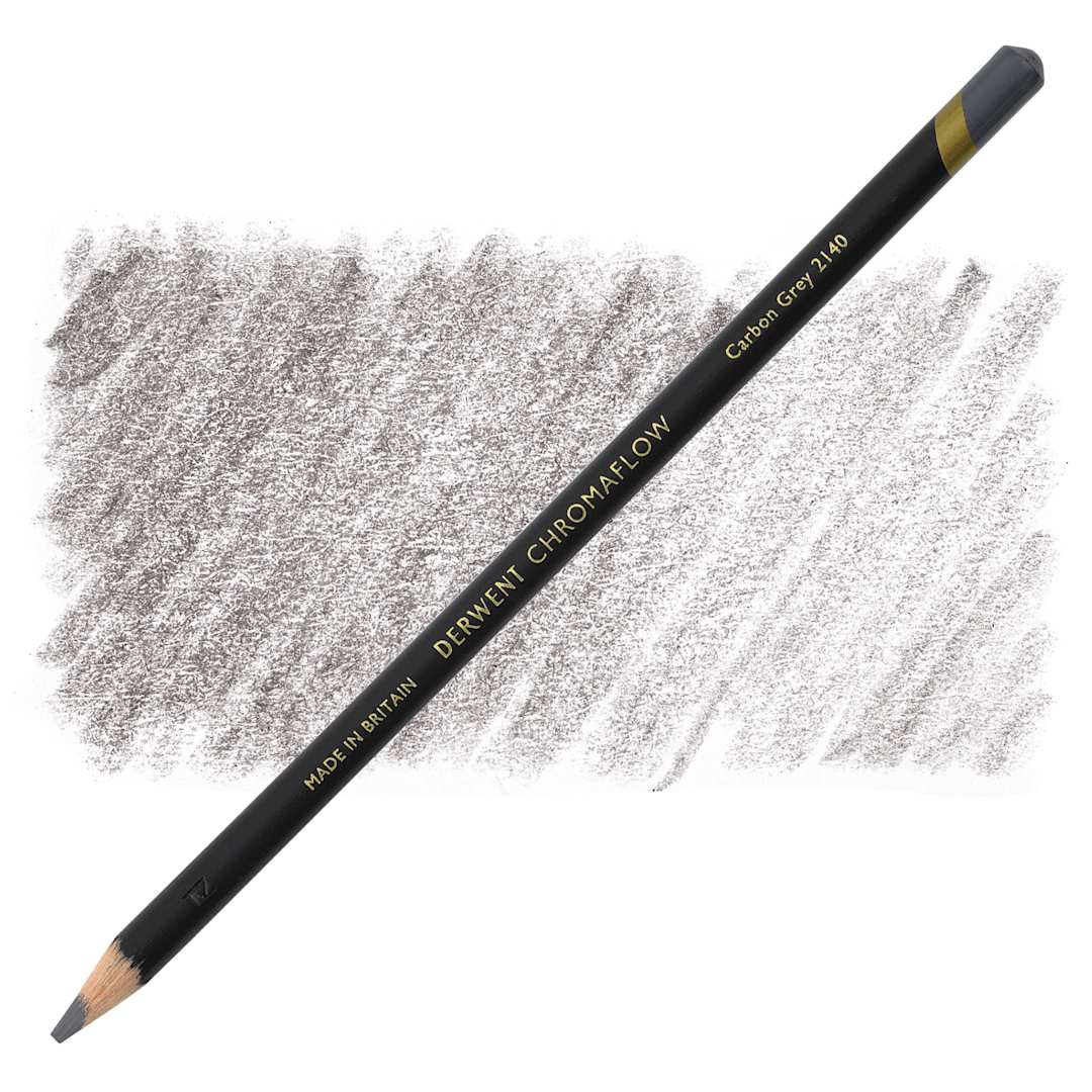 Open in modal - Derwent Chromaflow Colored Pencil - Carbon Grey, swatch and pencil