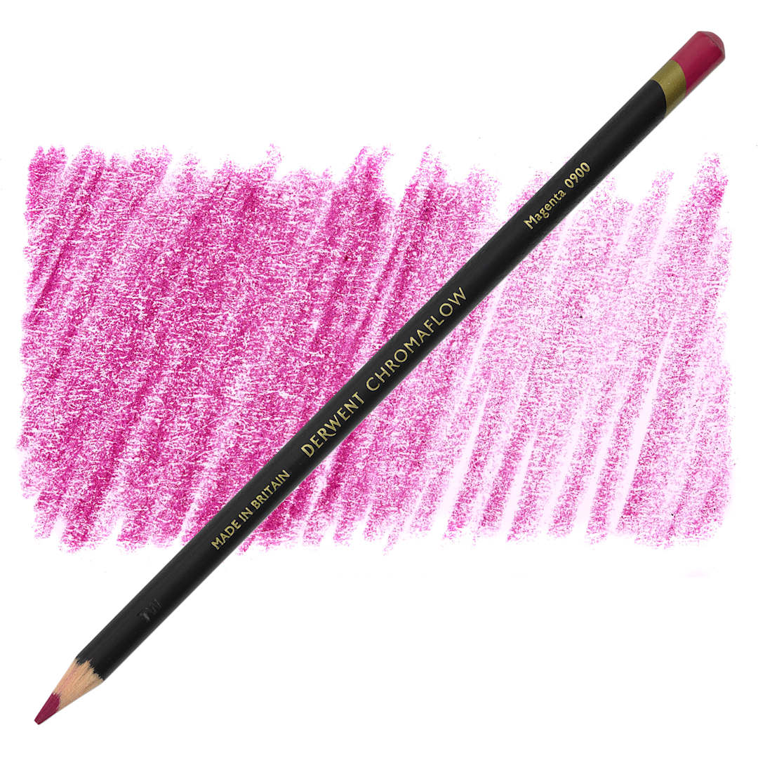 Open in modal - Derwent Chromaflow Colored Pencil - Magenta, swatch and block