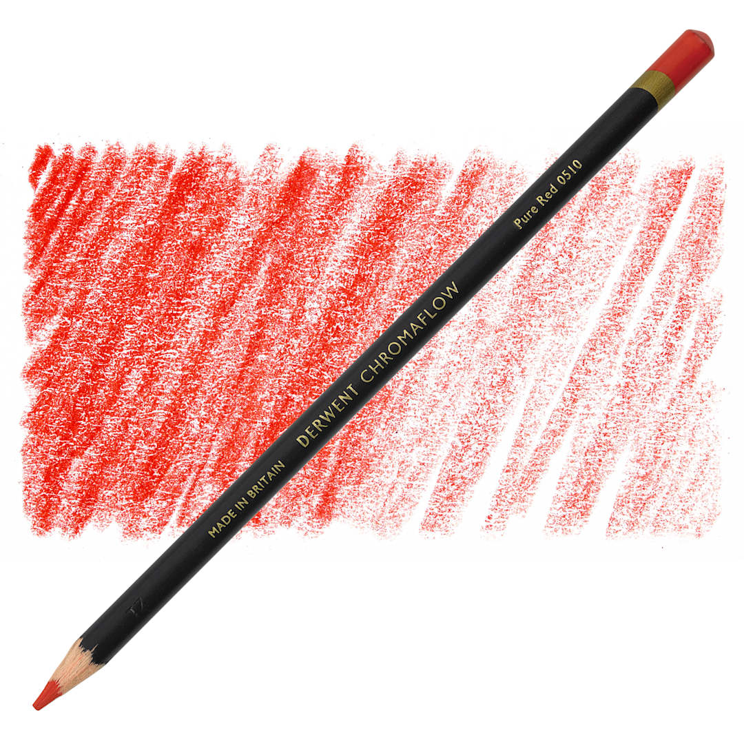 Open in modal - Derwent Chromaflow Colored Pencil - Pure Red, swatch and block
