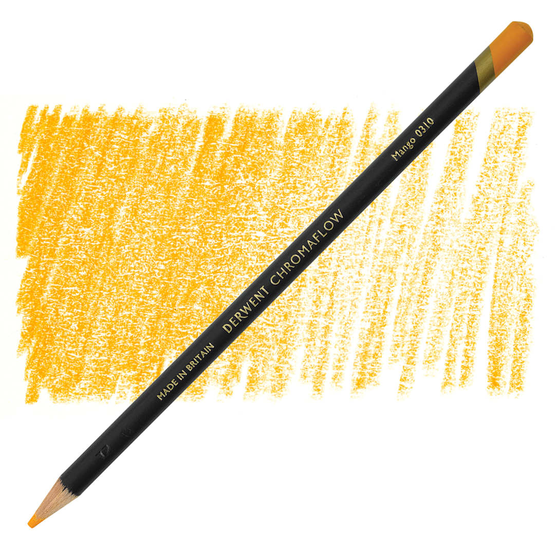 Open in modal - Derwent Chromaflow Colored Pencil - Mango, swatch and block