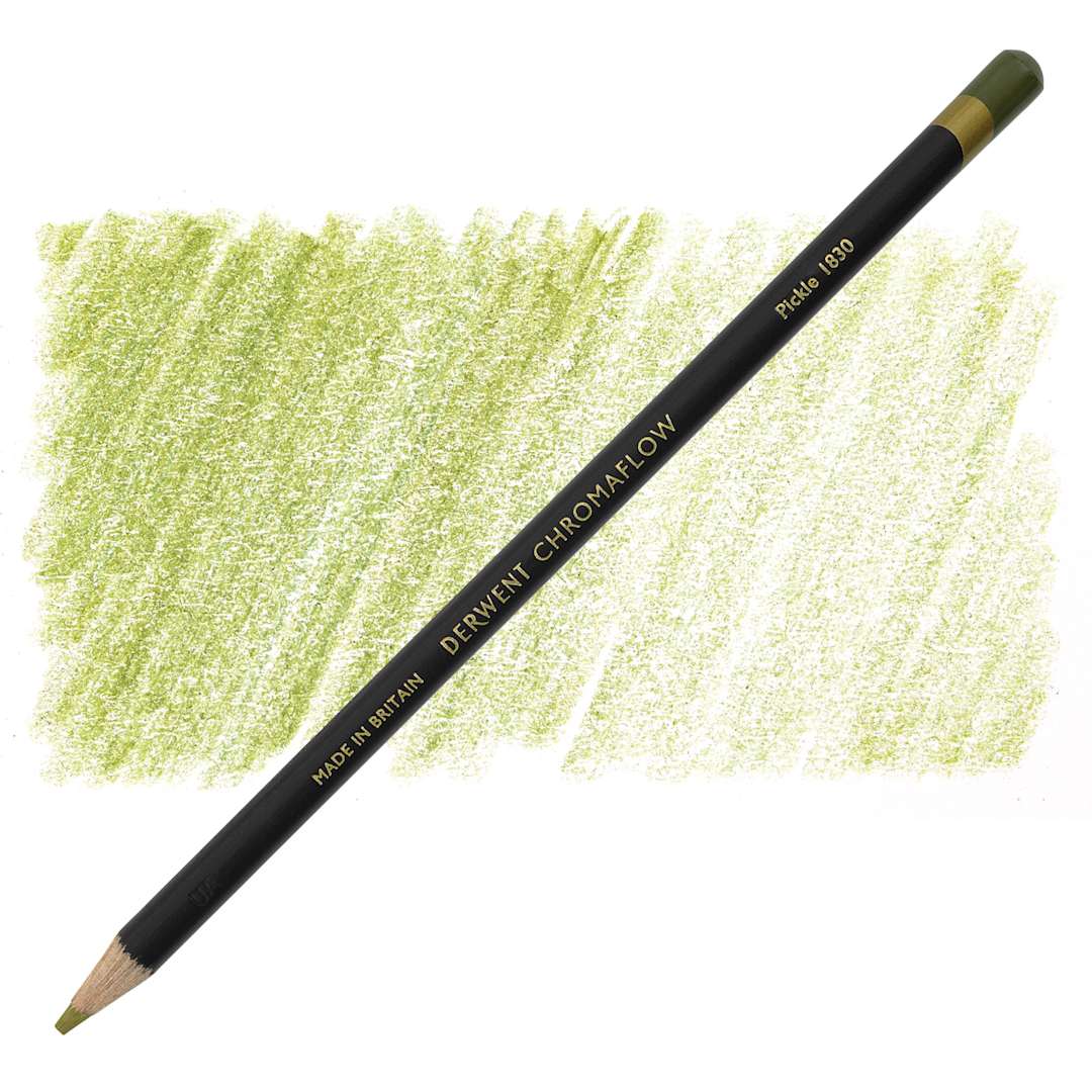 Open in modal - Derwent Chromaflow Colored Pencil - Pickle, swatch and block