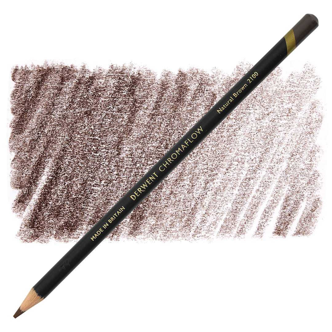 Open in modal - Derwent Chromaflow Colored Pencil - Natural Brown, swatch and block