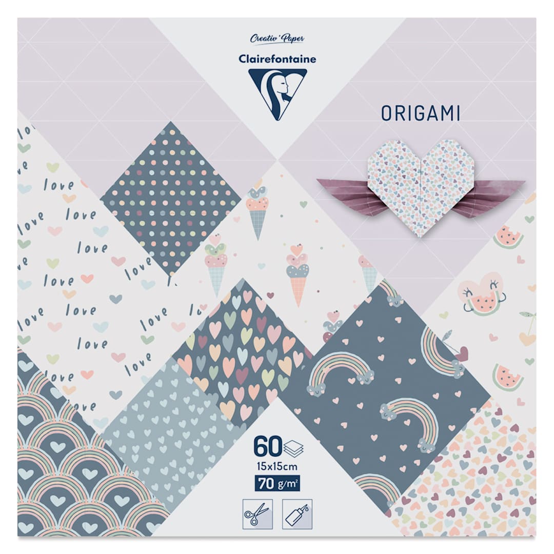 Open in modal - Clairefontaine Origami Paper - Little Love, 5.9" x 5.9", Pkg of 60, packaging