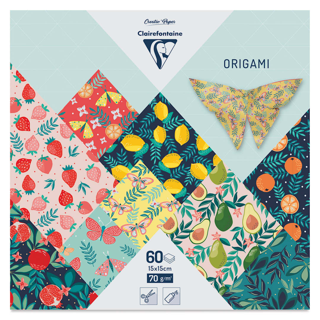 Open in modal - Clairefontaine Origami Paper - Fruit Garden, 5.9" x 5.9", Pkg of 60, packaging