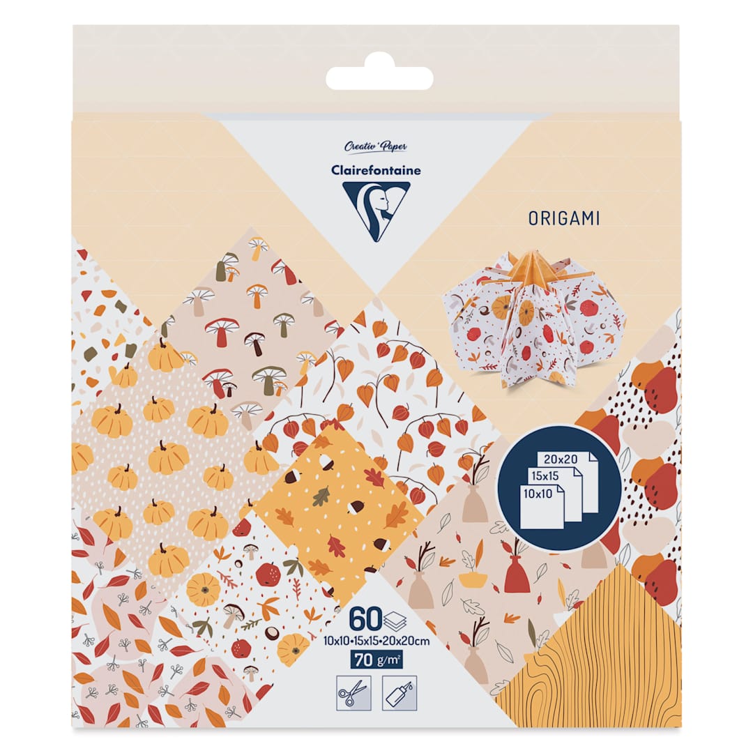 Open in modal - Clairefontaine Origami Paper - Fall, Assorted Sizes, Pkg of 60, packaging
