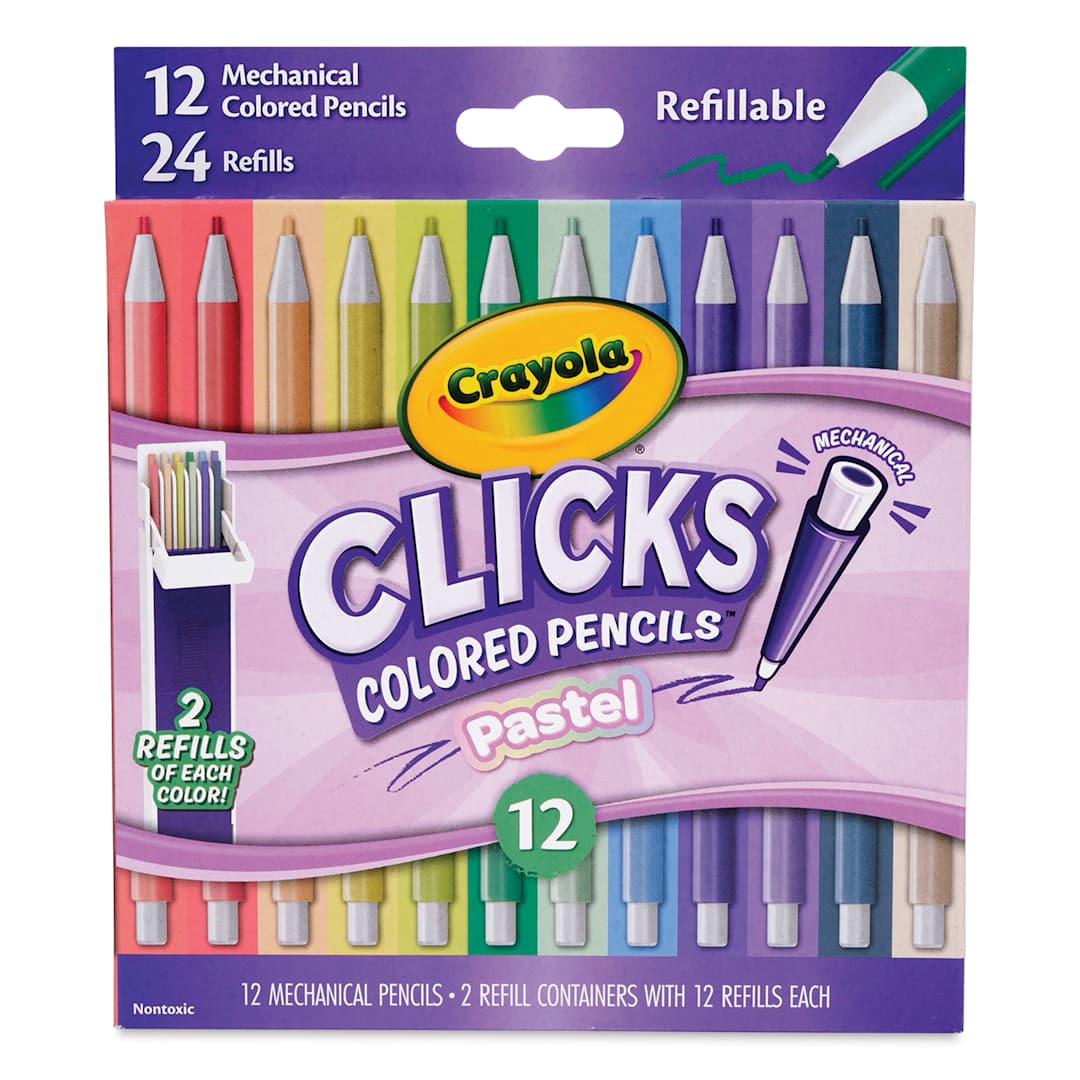 Open in modal - Crayola Clicks Retractable Color Pencils - Set of 12, Pastel Colors