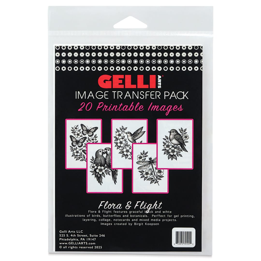 Open in modal - Gelli Arts Image Transfer Pack - Pkg of 20, Flora and Flight front of packaging