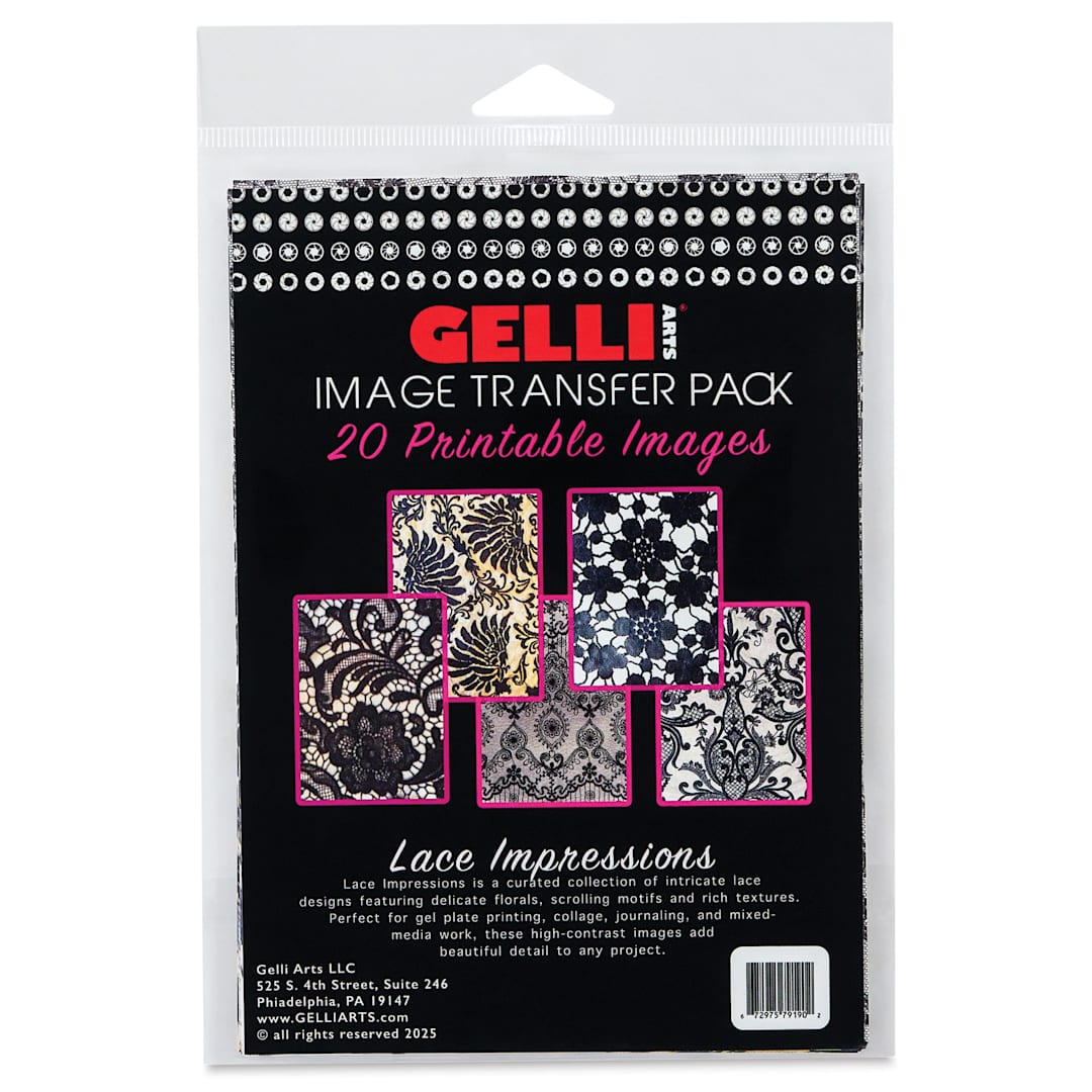 Open in modal - Gelli Arts Image Transfer Pack - Pkg of 20, Lace Impressions front of packaging