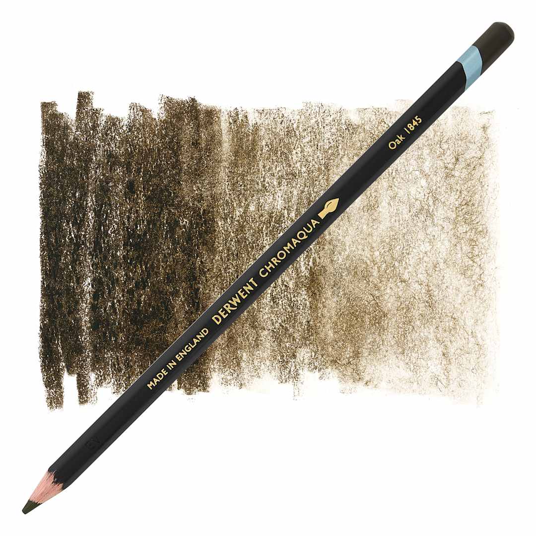 Open in modal - Derwent Chromaqua Watercolor Pencil - Oak pencil with swatch