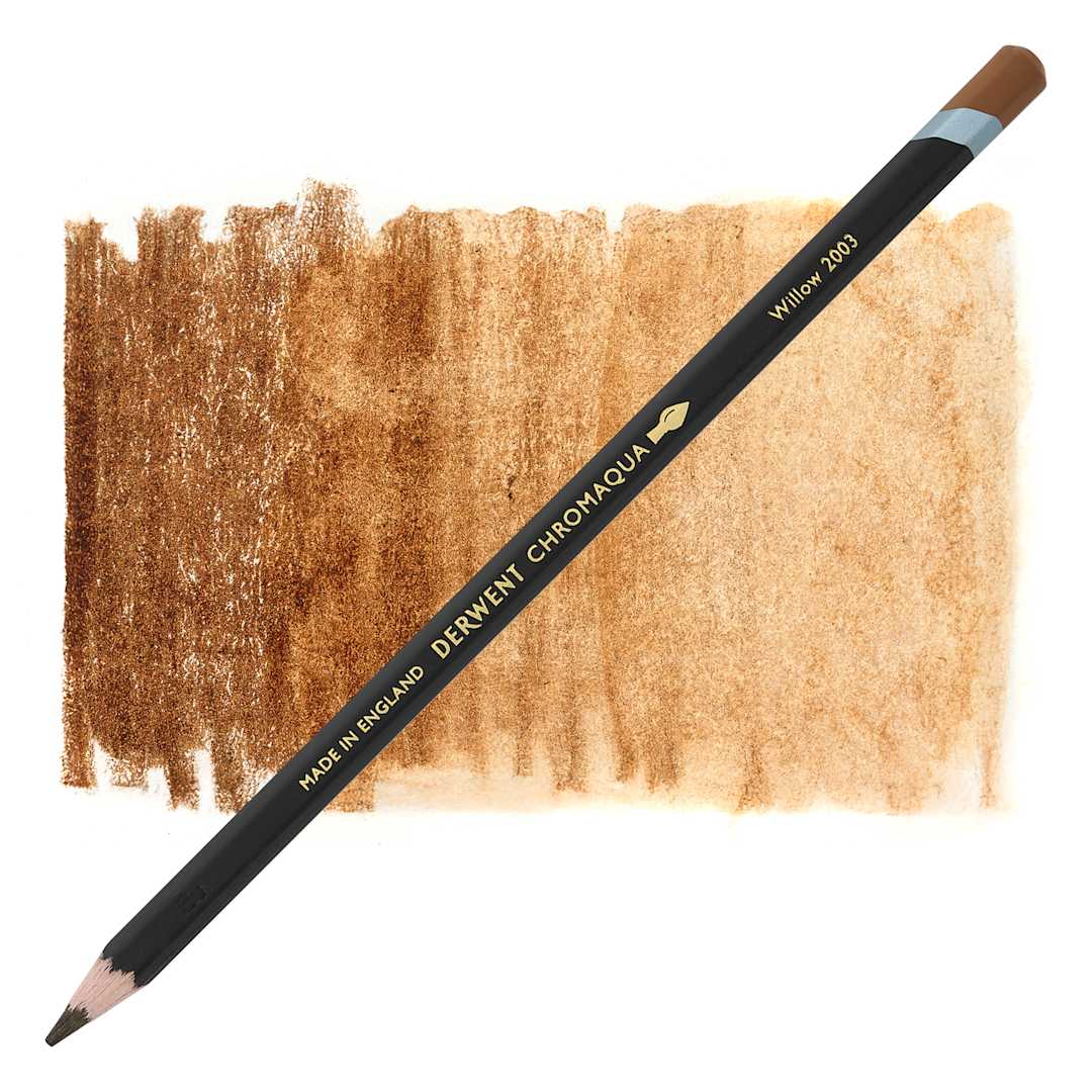Open in modal - Derwent Chromaqua Watercolor Pencil - Willow pencil with swatch