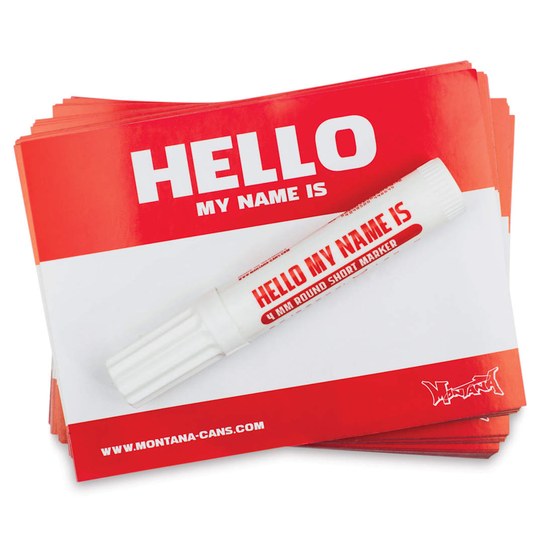 Open in modal - Montana Hello My Name Is Sticker Packs - Red, Pkg of 100