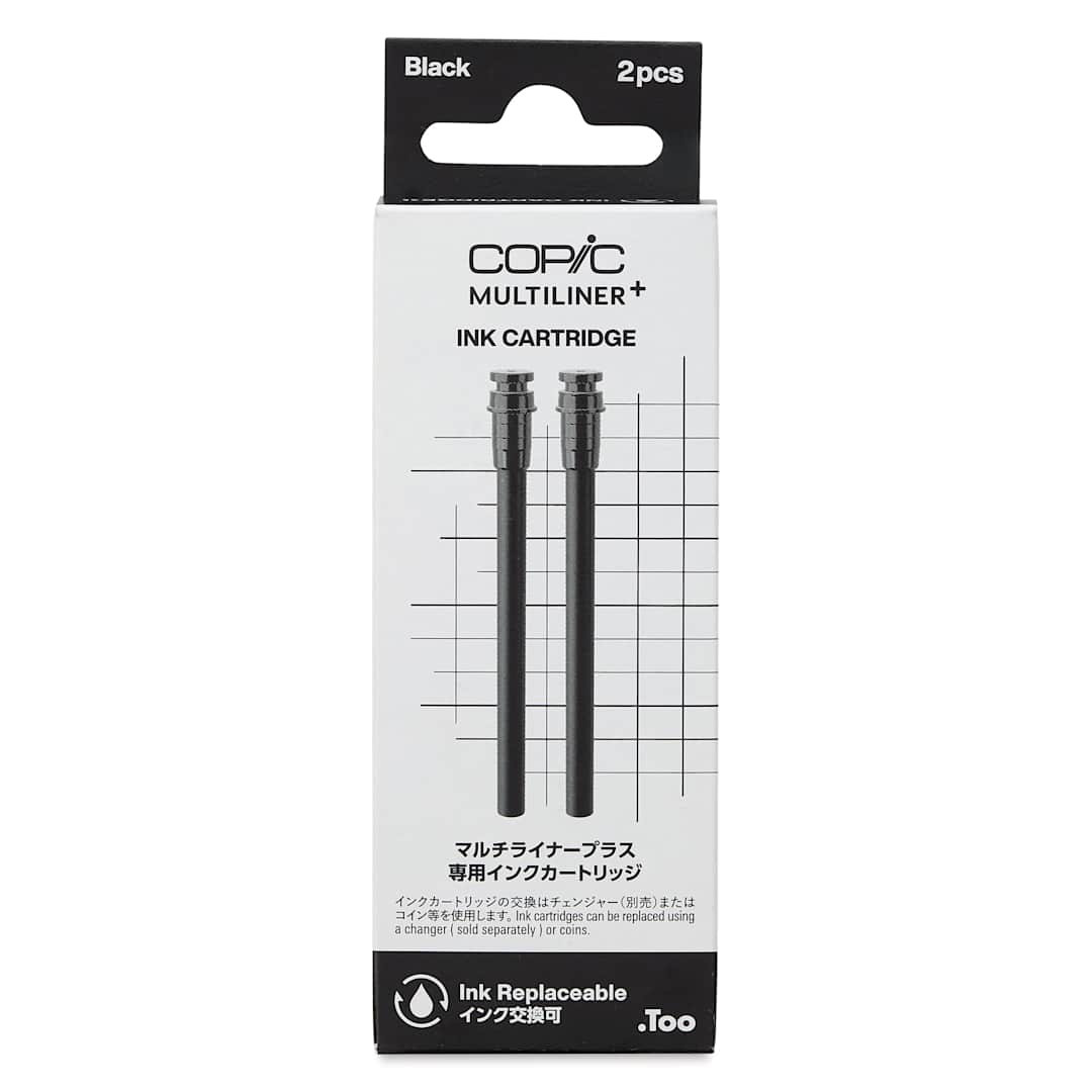 Open in modal - Copic Multiliner Plus Ink Cartridges - Pkg of 2, Black, front of packaging