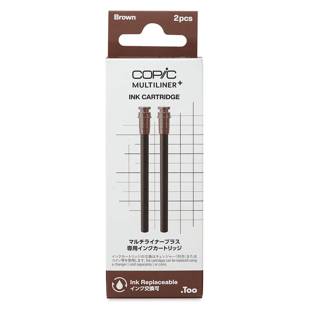 Open in modal - Copic Multiliner Plus Ink Cartridges - Pkg of 2, Brown, front of packaging