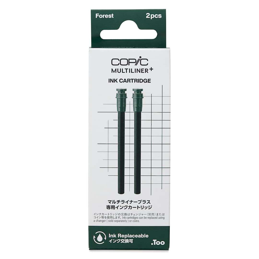Open in modal - Copic Multiliner Plus Ink Cartridges - Pkg of 2, Forest, front of packaging